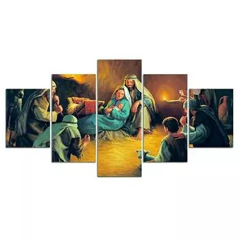 5 шт., Иисус Мария, религия, вера, 5 шт., картины, холст, настенный постер, домашний декор, 5 панелей, современное абстрактное искусство, без рамки 20x35 20x45 20x55cm
