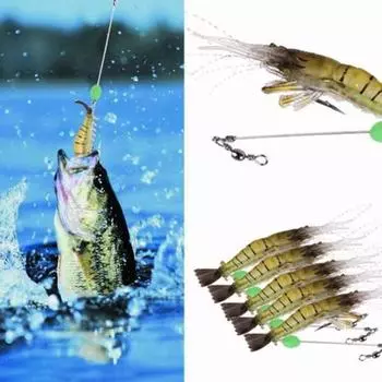5 шт., имитация рыбалки с креветками, серебристые мягкие приманки для креветок, наживки с крючком *