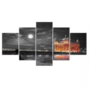 5 шт. Индия Золотой храм Хармандар Сахиб холст настенные художественные фотографии HD печать 5 панелей современный постер домашний декор 20x35 20x45 20x55cm