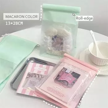 5 шт. INS Симпатичные макароны цветные прозрачные окна рулонные сумки для хранения Kpop 3-дюймовые фотокарточки упаковка карман девушка подарочная упаковка сумка розовый