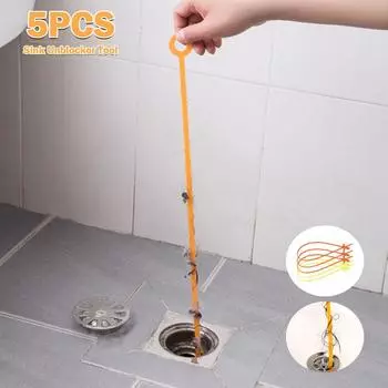 5 шт., инструмент для прочистки труб дренажной системы, 20-дюймовый инструмент для прочистки засоров в канализации, крюк для прочистки канализации кухонной раковины, раковина для воды