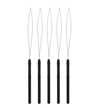 5 шт. Инструмент для продевания крючка для наращивания волос, петля для иглы, инструмент для продевания нити, силиконовые микробусины
