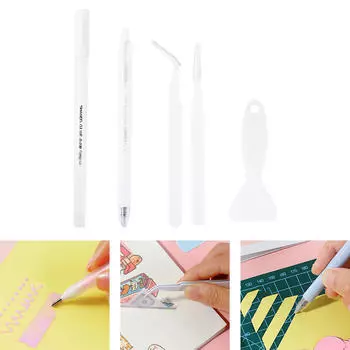 5 шт. инструменты для скрапбукинга с пинцетом для клея, ручкой-лопаткой для резки белый