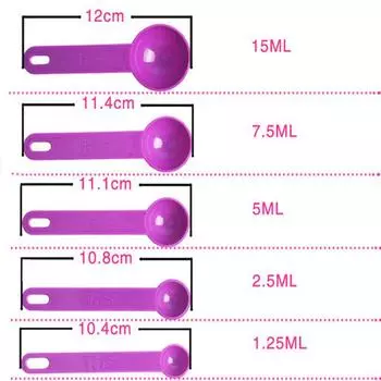 5 шт. Инструменты для выпечки и приготовления пищи Пластиковая мерная ложка Мерный половник со шкалой фиолетовый