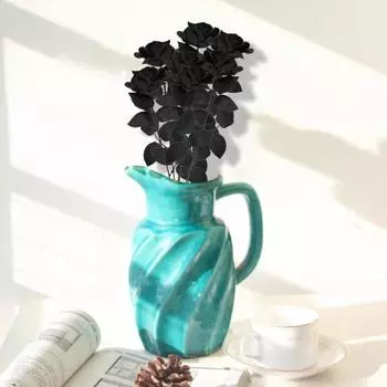 5 шт. искусственная черная роза на Хэллоуин с листьями, готический реалистичный искусственный шелковый цветок, праздничный центральный элемент для домашнего офиса и стола, искусственные цветы 5pcs черный белый