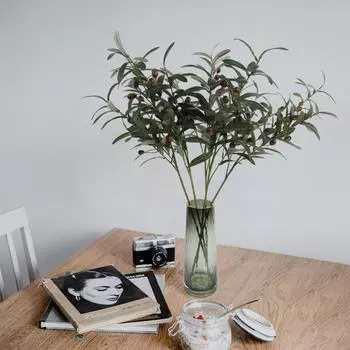 5 шт. искусственная оливковая ветвь 72 см ложная зеленая ветка с фруктами подходит для семейной свадьбы цветочная композиция украшение офисного интерьера зелёный