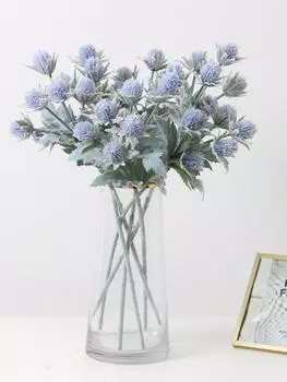 5 шт. искусственное флокирование синеголовника искусственные цветы пластиковые искусственные растения для стола спальня свадьба гостиная украшение дома белый