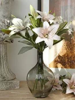 5 шт. искусственные цветы лилии, винтажные цветы лилии, шелковые цветы для домашнего декора, комнатная цветочная композиция, декор для свадебной вечеринки белый
