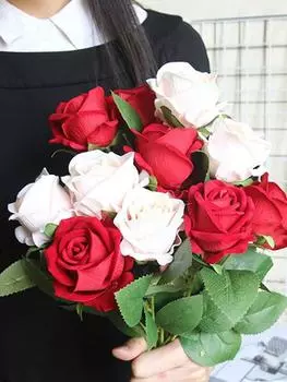 5 шт. искусственные цветы шелковая роза длинная ветка букет для свадьбы украшение дома искусственные цветы DIY венок поставки аксессуары горячий розовый