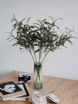 5 шт. искусственные оливковые ветки с длинным стеблем искусственные оливковые ветки стебли искусственные оливковые ветки с фруктами растения зелень для дома, свадьбы, офиса, декор зелёный