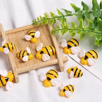 5 шт. искусственных пчел из смолы, мини-подвески в виде пчелиной слизи, детские игрушки, украшения для волос из глины своими руками, аксессуары для телефонов