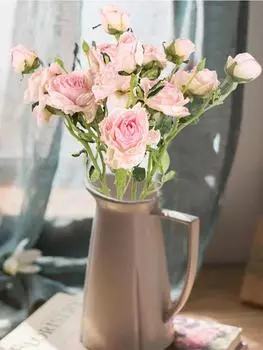 5 шт. искусственных роз со стеблями 15 головок роз с длинным стеблем искусственные цветы поддельные розы цветы украшение для букета сушеных роз белый