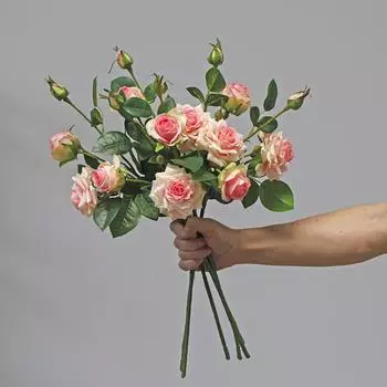 5 шт. искусственных розовых цветов 3 головки высококачественные искусственные розы яркие имитационные цветы для украшения домашнего офиса и вечеринки 1pcs