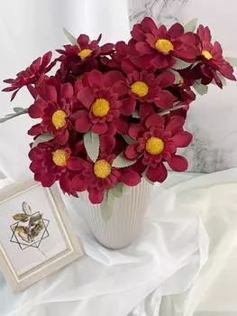 5 шт. искусственный цветок польский хризантема шелковый искусственный цветок для дома, ресторана, свадьбы, уличного украшения вино красного