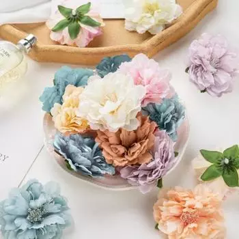 5 шт., искусственный цветок, реалистичные неувядающие зеленые листья, сделай сам, реквизит для фотосессии, соломенная шляпа, подходящая искусственная голова пиона, принадлежности для вечеринок розовый