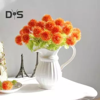 5 шт. искусственный травяной шар со стеблем, реалистичный искусственный одуванчик, домашний офисный стол, центральная часть, искусственные растения, ветка, цветочная композиция, украшение жёлтый