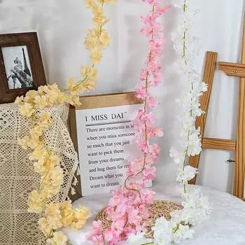 5 шт. искусственный вишневый цвет ротанг свадебный фон украшение ротанговый стул украшение искусственный цветок ротанг арка декор 1.8m розовый