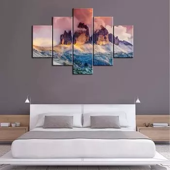 5 шт. искусство восхода солнца красочный закат в горах Доломитовых Альп Италия Европа горный пейзаж фотографии 5 шт. холст стены 20x35 20x45 20x55cm
