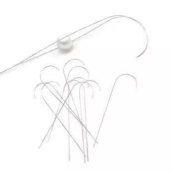 5 шт., изогнутые открытые иглы с большими глазами, нержавеющая сталь, иглы для бисероплетения, булавки для шитья, рукоделие, изготовление бусин, жемчуга, нанизывающий шнур China светло-серый