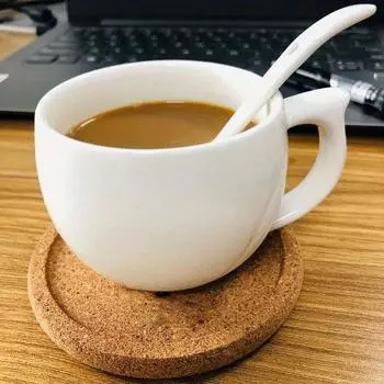 5 шт. изолированная круглая мягкая дубовая подставка для кофе из массива дерева полированная круглая пробковая подставка для кофе D100*5mm жёлтый