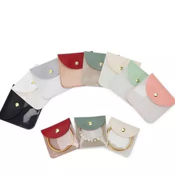 5 шт. Изысканный мешочек для хранения сережек и колец с кнопкой-защелкой, мини-подарок, мешочек для украшений на День святого Валентина Black-Small