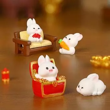 5 шт. Экологически чистая фигурка кролика, милые фигурки для кукольного домика, микроландшафтные украшения из смолы, сувениры для вечеринки G