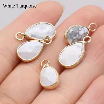 5 шт. Энергетический натуральный камень в форме капли, кулон, рейки целебный кристалл аметист агат бирюза драгоценные камни подвески для изготовления ювелирных изделий своими руками ожерелье аксессуары 5Pcs/1.71cm