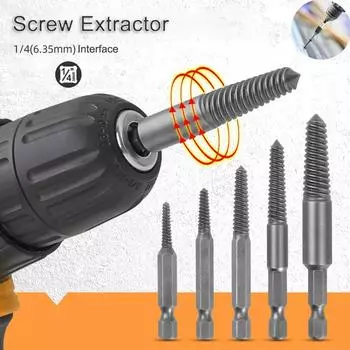 5 шт. Экстрактор для винтов с шестигранной ручкой, для винтов со сломанной головкой, застрявших винтов, ржавый экстрактор 5pcs