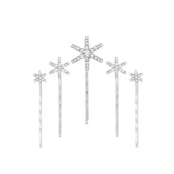 5 шт. Ювелирные изделия Мода Свадебные аксессуары для волос Четыре сезона Сплав Волосы Снежинка Головной убор Женский Набор заколок для волос с бриллиантами