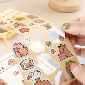 5 шт. канцелярские принадлежности Kawaii, милые наклейки Capybara, школьные принадлежности, украшения для дневника своими руками, скрапбукинг, журнал, наклейки для скетчбука