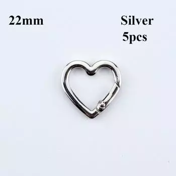 5 шт. Карабин-сердце 22 мм/25 мм Пряжка для ремня сумки Высокое качество Нажимной триггер Пряжки для кошельков и сумок 22mm серебряный