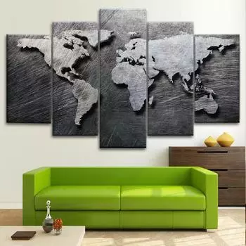 5 шт. карта мира с тиснением дизайн художественный серый 5 шт. холст настенный художественный принт домашний декор фотографии картины плакат без рамки 20x35 20x45 20x55cm