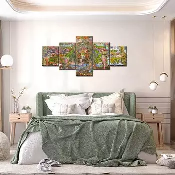 5 шт., картины майя ацтеков, Древняя Мексика, деревенский дом, 5 шт., холст, настенный художественный постер, домашний декор, без рамки, 5 панелей, аннотация 20x35 20x45 20x55cm