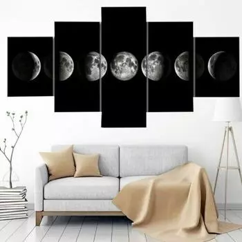 5 шт., картины с фазами луны, холст, стены, 5 шт., художественный домашний декор, HD печать, картины без рамы, 5 панелей, декор комнаты, современный абстрактный 20x35 20x45 20x55cm