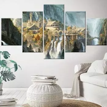 5 шт., картины с изображением водопада замка, HD печать, домашний декор, настенный постер без рамки, 5 шт., художественный абстрактный современный 5-панельный декор для комнаты 20x35 20x45 20x55cm