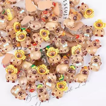 5 шт. кавайные мультяшные подвески из смолы капибара яркий брелок с плоским дном в виде животного подвеска DIY ювелирные изделия сделать