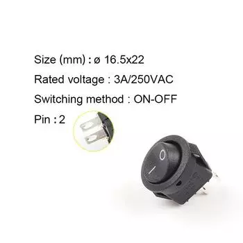 5 шт. KCD1-105 диаметр маленькие круглые лодочные клавишные переключатели черные мини круглые черные белые красные 2-контактные клавишные переключатели ВКЛ-ВЫКЛ 5PCS