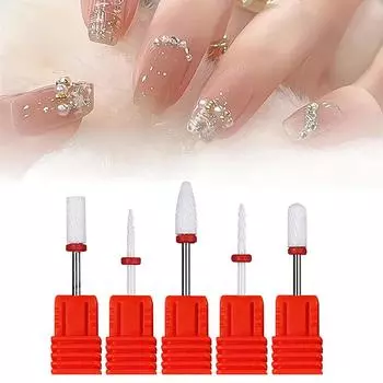 5 шт. Керамическая фреза для маникюрного набора, фреза для ногтей, маникюрный станок, педикюрные инструменты для удаления геля, пилка, инструменты 1