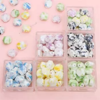 5 шт. керамические бусины с брызгами чернил, цветные бусины с покрытием для ожерелья, браслета, фурнитура для изготовления ювелирных изделий своими руками 14x12mm