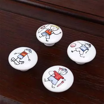 5 шт. Керамические ручки для ящиков, современные ручки для гардероба, мебельная фурнитура, мультяшная ручка для шкафа, детская комната A