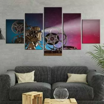 5 шт., кинопроектор, кинотеатр, декор, холст, настенное искусство, HD печать, фотографии, картины, плакат, домашний декор, современный абстрактный 5 шт. 20x35 20x45 20x55cm