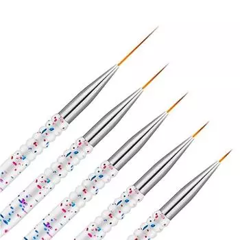 5 шт., кисти для дизайна ногтей, набор кистей для рисования гель-лаком, тонкая ручка для рисования ногтей, 7/9/11/15/20 мм, кончики 5pcs