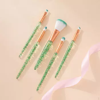 5 шт. Кисти для макияжа с блестками, портативные, косметические кисти для растушевки теней красный