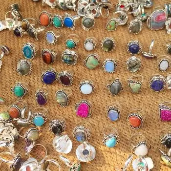 5 шт. Кольца с натуральными драгоценными камнями, винтажные кольца, Кольца ручной работы, Ювелирные изделия, 111 12.00mm-22.33mm