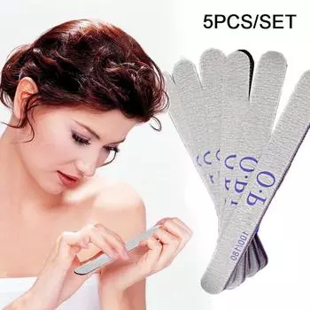 5 шт./компл., 100/180, наждачная пилочка для гелевых ногтей, 180/240, профессиональный маникюрный буфер для педикюра, двухсторонний набор инструментов для ногтей