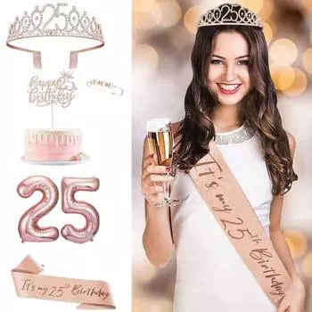 5 шт./компл. 10, 15, 25, 30, 40, 50, 60 лет, украшение на день рождения, сладкий воздушный шар со стразами и подвесной булавкой, топпер для торта на день рождения, комплект тиары с поясом 60 years