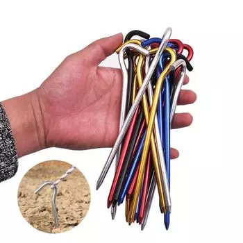 5 шт./компл. 18 см алюминиевый сплав палаточные шипы с крючком садовые колья земляные шипы для гамака кемпинг ветровой трос тент навес 5Pcs