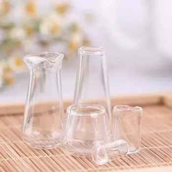 5 шт./компл. 1:12 Кукольный домик Миниатюрный стеклянный стаканчик Стаканчик для питья Бутылка Кукольный домик Кухня