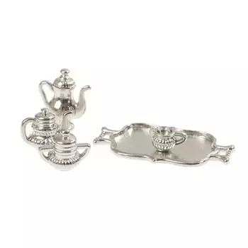 5 шт./компл. 1:12 Кукольный домик Миниатюрный металлический кухонный чайный сервиз Модель горшочка кувшина тарелка