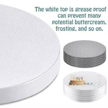 5 шт./компл., 8/10/12 дюймов, белая доска для торта, жиронепроницаемая антипригарная пищевая толстая гофрированная бумага, круглая основа для торта, держатель, тарелка, принадлежности для выпечки 10Inch белый